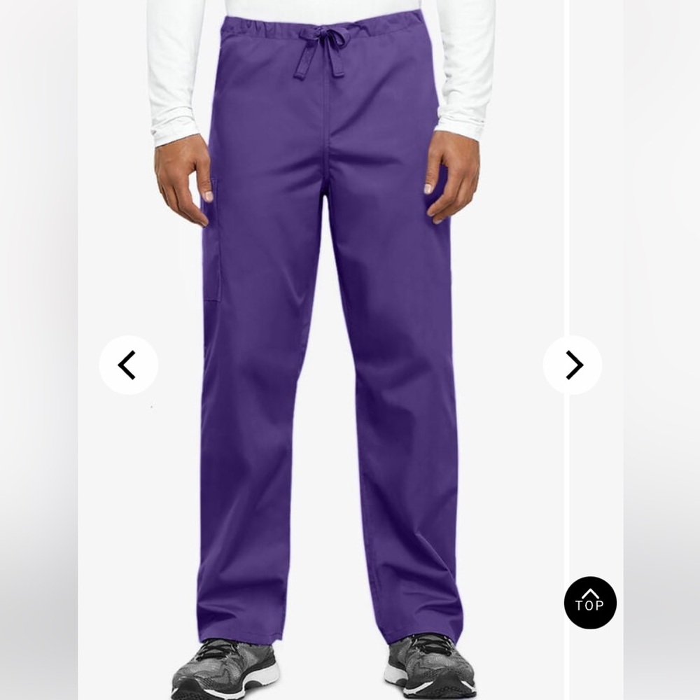 NWT CHEROKEE Workwear Scrub tie pants. Sz S 4100 color GRPW grape unisex